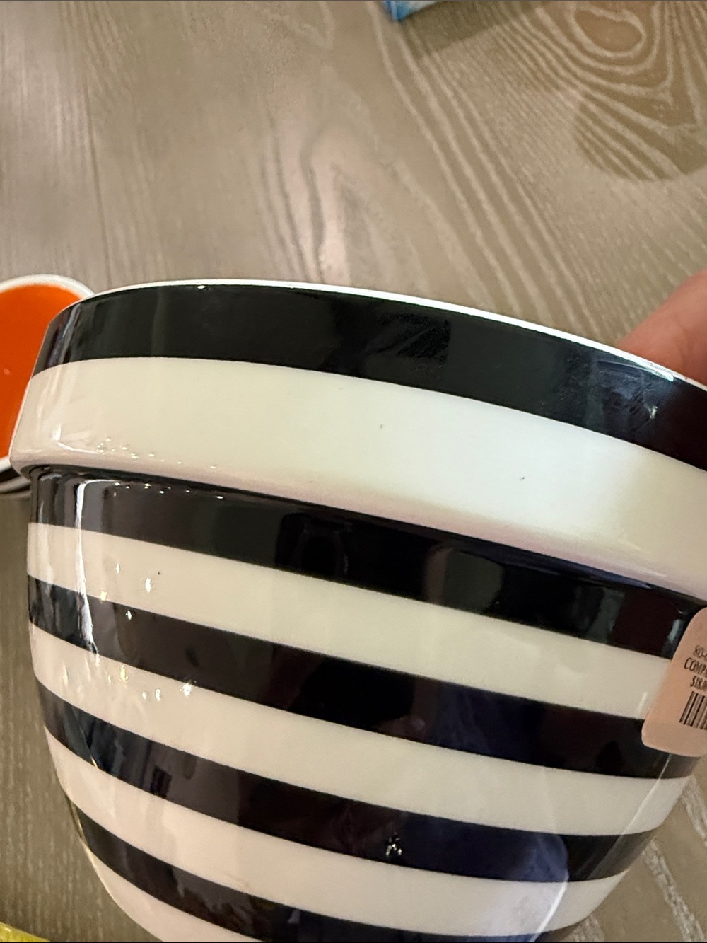 Orange/Black Striped Sm Mixing serving bowls Set of 3 Ceramic Nesting Bowls NWT - Picture 8 of 12